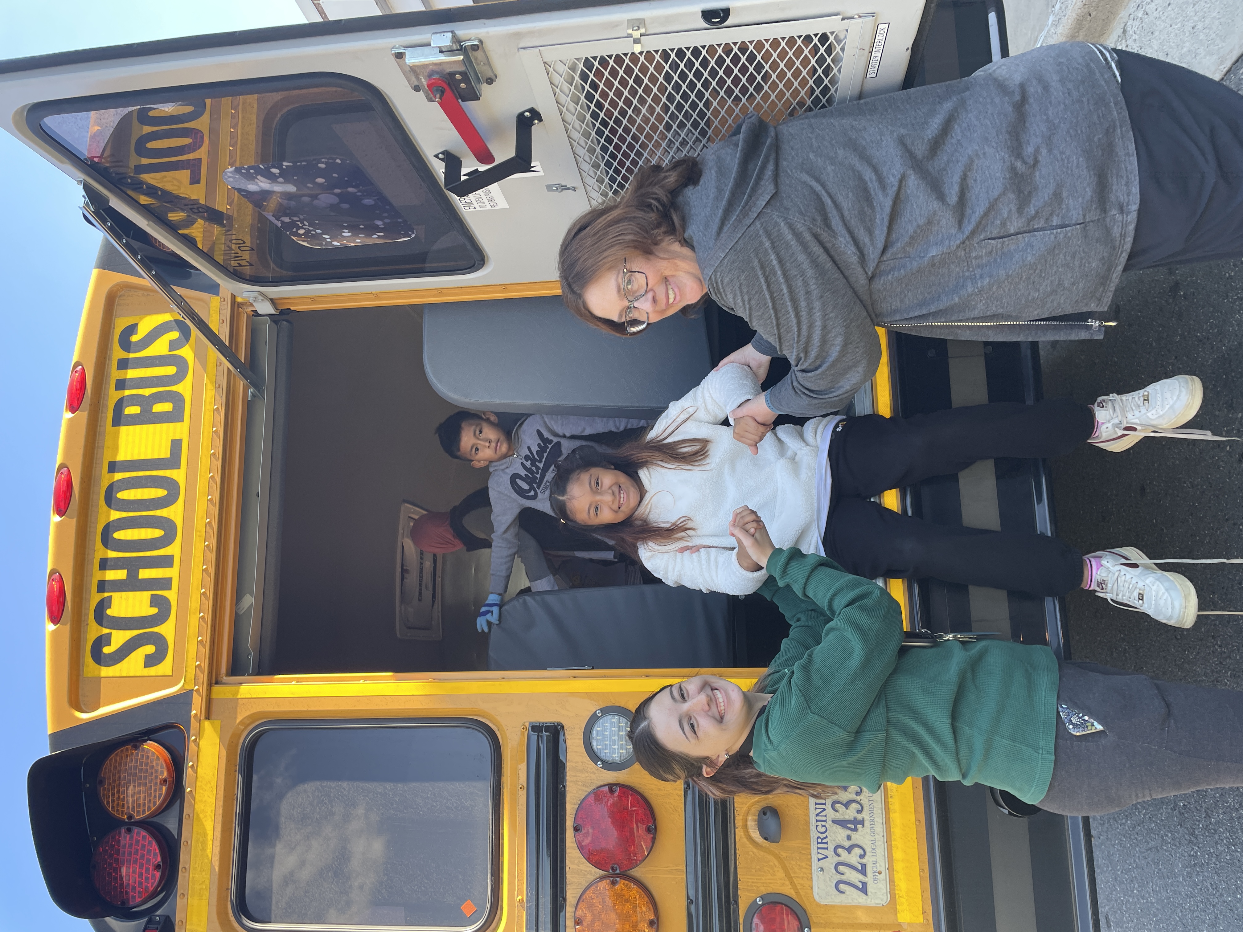 Students learning about school bus safety