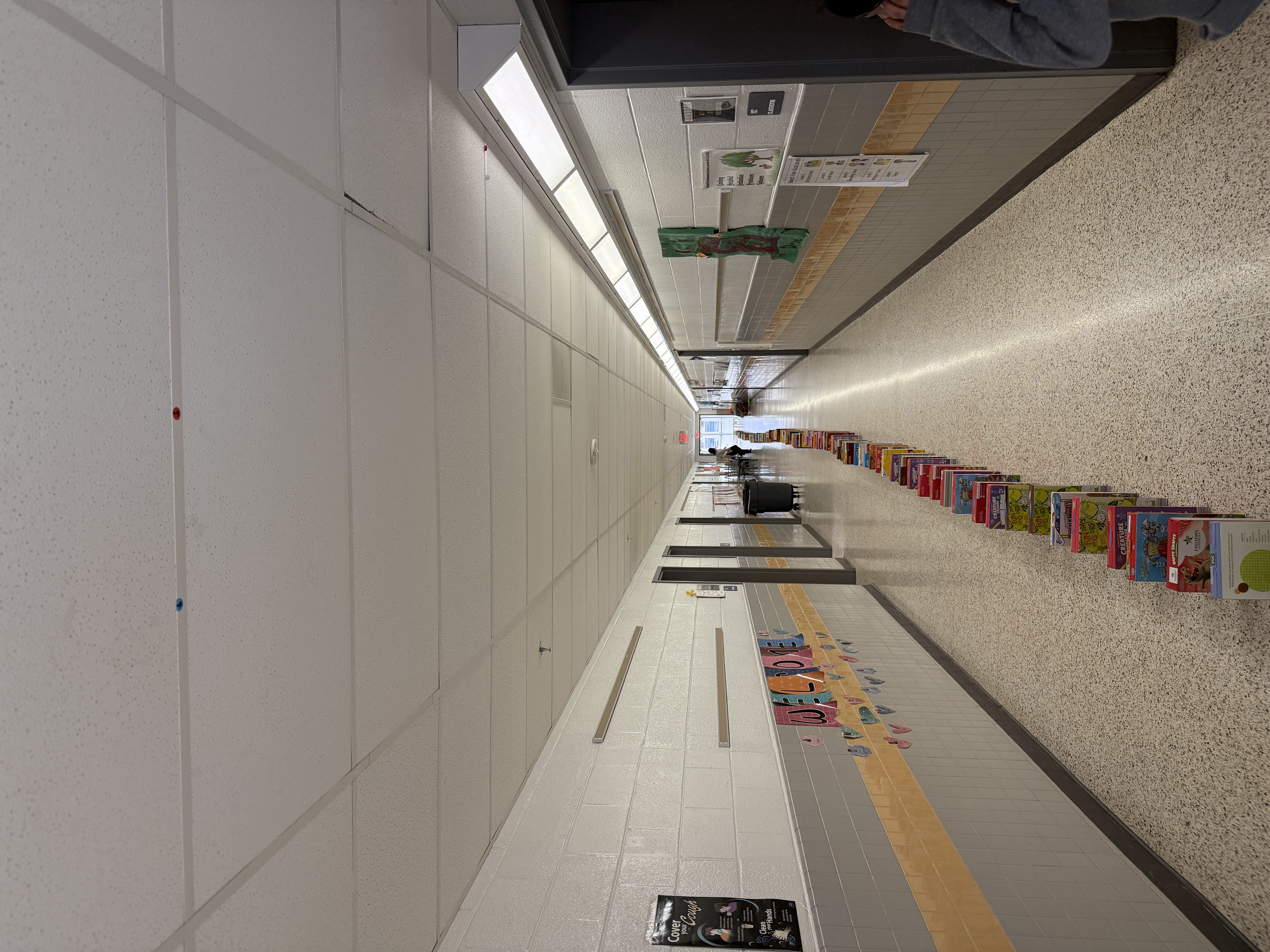 a line of cereal lined up in down the hallway.